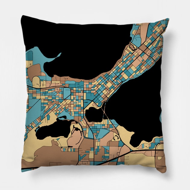 Madison Map Pattern in Mid Century Pastel Pillow by PatternMaps