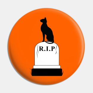 R.I.P: Black Cat on Tombstone Pin