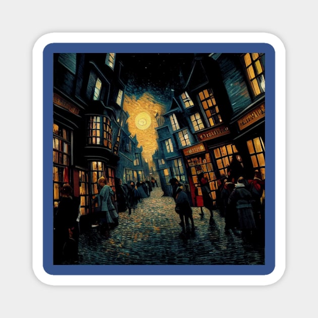 Starry Night in Diagon Alley Magnet by Grassroots Green