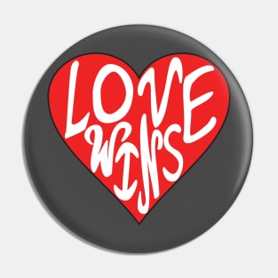 Love Wins Heart Red Valentine’s Day Hand Drawn Pin