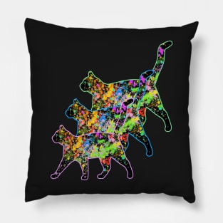 Psychedelic Cat Walk - Cats Strutting Their Stuff on the Catwalk - Meow! Pillow