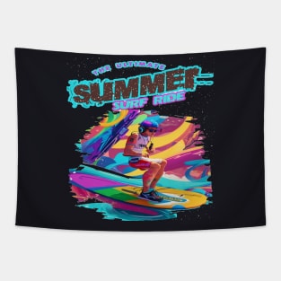 The Ultimate Summer Surf Ride, Hello Summer Funny Surfer Riding Surf Surfing Lover Gifts Tapestry