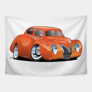 Custom '39 Orange Hot Rod Cartoon Tapestry