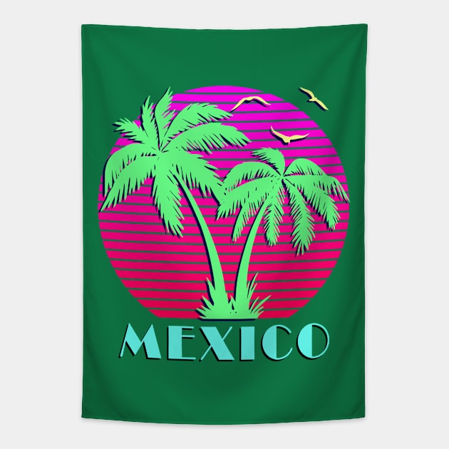 Mexico Palm Trees Sunset Tapestry by Nerd_art