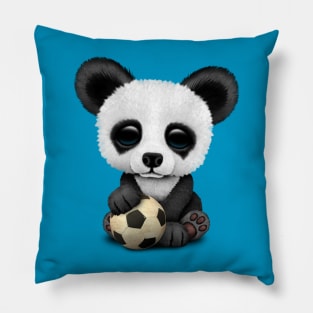 Cute Baby Panda With Football Soccer Ball Pillow