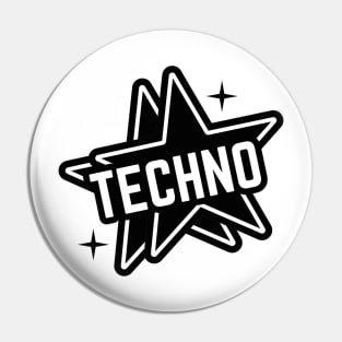 TECHNO  - Double Stars Logo (black) Pin