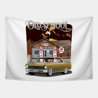 1967 Granada Gold Chevrolet Nova Old School Print Tapestry