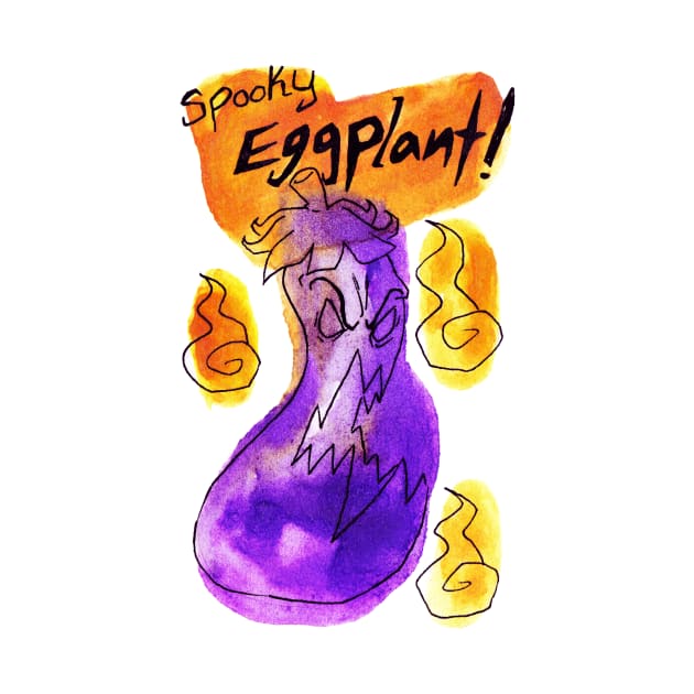 Spooky Eggplant Watercolor by saradaboru