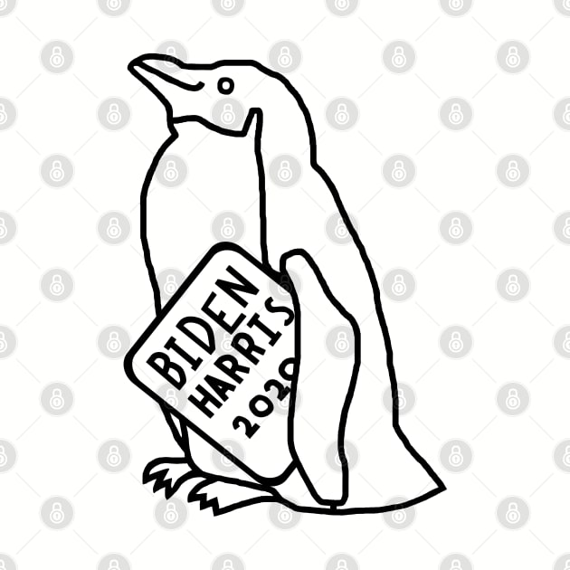 Penguin with Biden Harris Sign Outline by ellenhenryart