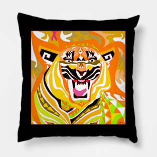 tiger in bengal zodiac in china wallpaper art in dark Pillow