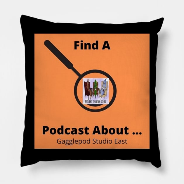 Find A POdcast About Reviews Writers Drinking Coffee Logo Pillow by Find A Podcast About