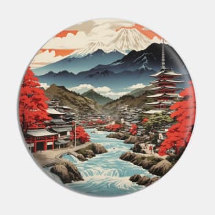 Shiga Japan Travel Vintage Tourism Poster Pin