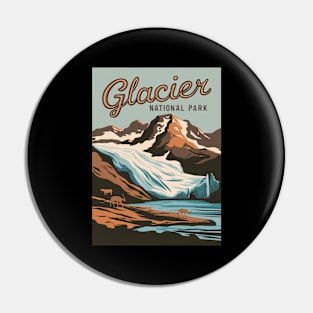 Glacier National Park Retro Vintage Travel Poster Pin