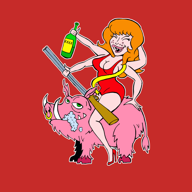 Mutant Redhead riding a Hog by rossradiation