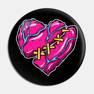 Zombie Broken Dead Heart Cartoon Pin