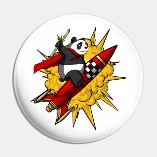 Panda Bear Riding Rocket Pin