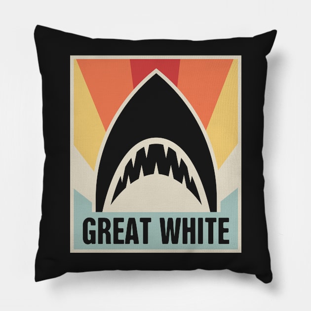 Vintage Great White Shark Pillow by MeatMan