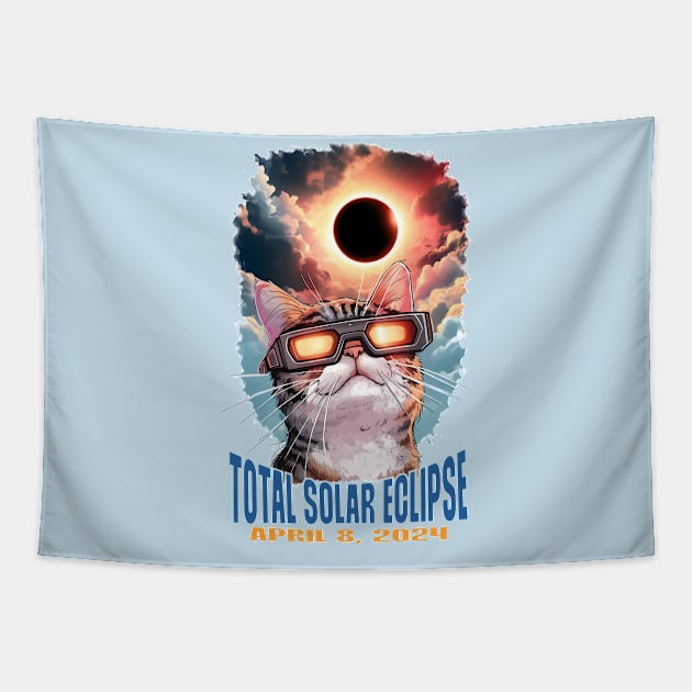 Cat watching Total Solar Eclipse Tapestry by DesignXpression22