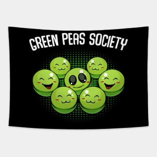 Peas - Green Peas Society - Cute Kawaii Vegan Pun Tapestry