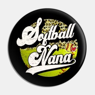 Softball Nana Vintage Leopard Softball Family Matching Pin