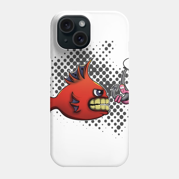 Cartoon Fish vs Worm Phone Case by Tonac Art