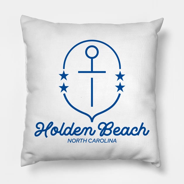 Holden Beach, NC Summertime Vacationing Seaside Anchor Pillow by Contentarama