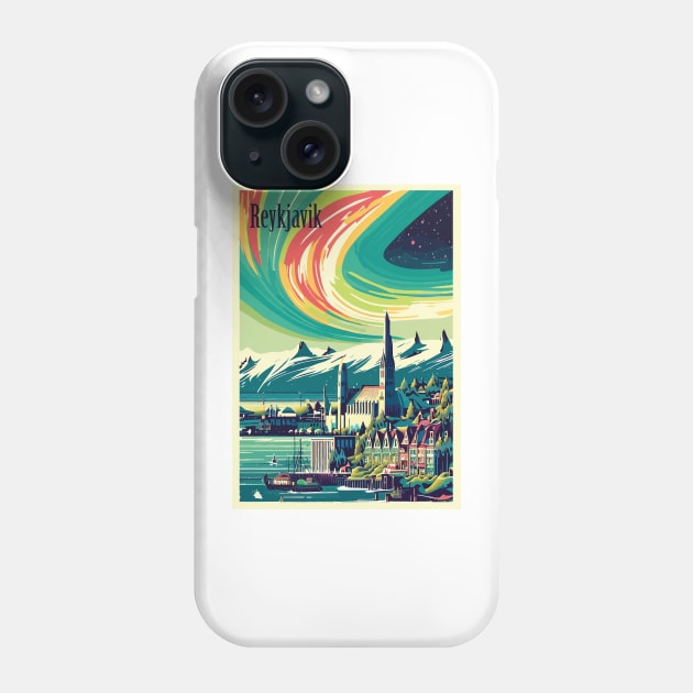 Reykjavik, Iceland, Travel poster Phone Case by BokeeLee