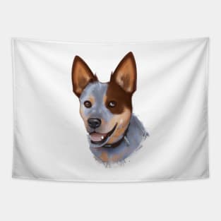 Cute Australian Cattle Dog Drawing Tapestry