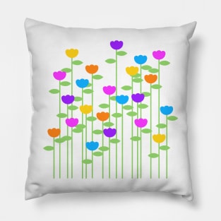 Summer Rainbow Cottage Garden Flowers Digital Art | Melanie Jensen Illustrations Pillow