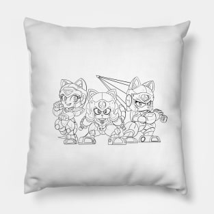 samurai pizza cats skech line art ecopop Pillow