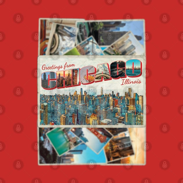 Greetings from Chicago in Illinois Vintage style retro souvenir by DesignerPropo