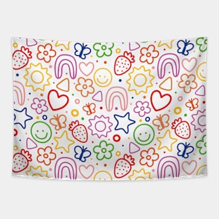 Colorful Nursery Kawaii Pattern Tapestry