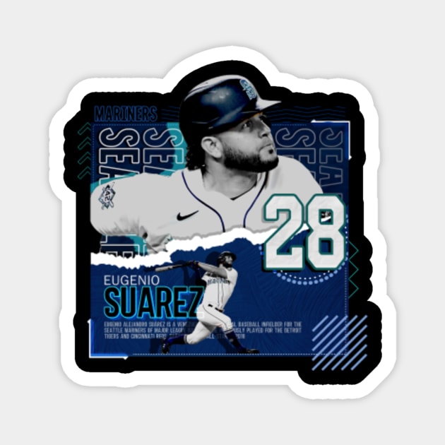 Eugenio Suarez Baseball Paper Poster Mariners - Eugenio Suarez - Magnet