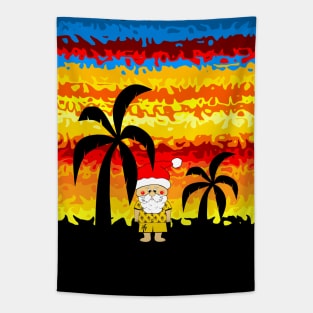 CUTE Santa Claus  Tropical Vacation Tapestry