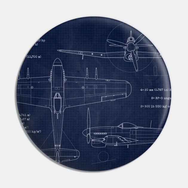 Hawker Thypoon Blueprint Pin by Aircraft.Lover