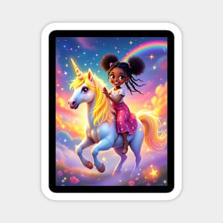 Unicorn Rider, African American Children's Poster Magnet