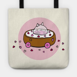 Valentine's Day Cat Donut Car with Heart Sprinkles (Pink) Tote