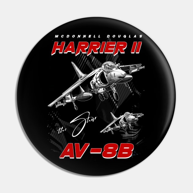 Harrier II AV-8B Ground-Attack Aircraft Fighterjet Pin by aeroloversclothing