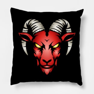 Red goat, animals logo, diablo, demon, zodiac sign Pillow