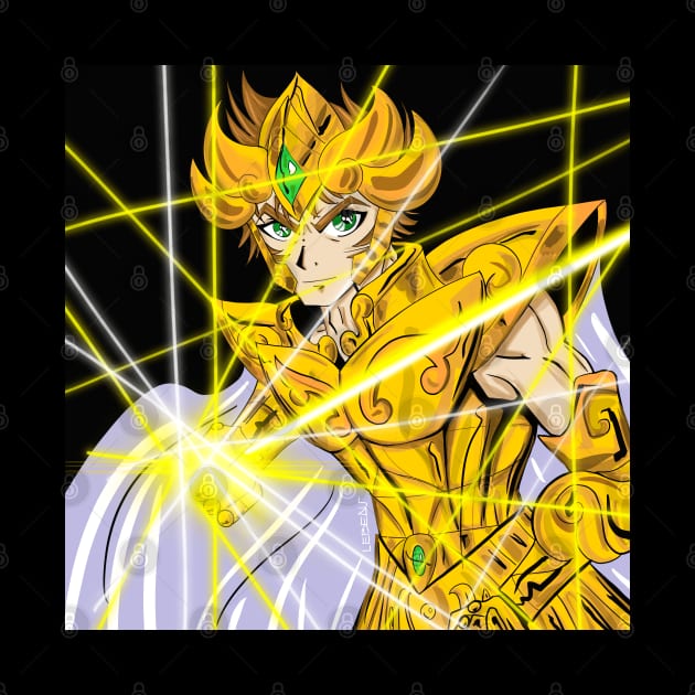 aioria leo gold saint in lightning plasma cosmos attack by jorge_lebeau