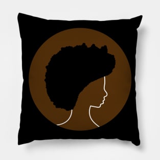 Silhouette of proud African American woman with natural hair. Pillow