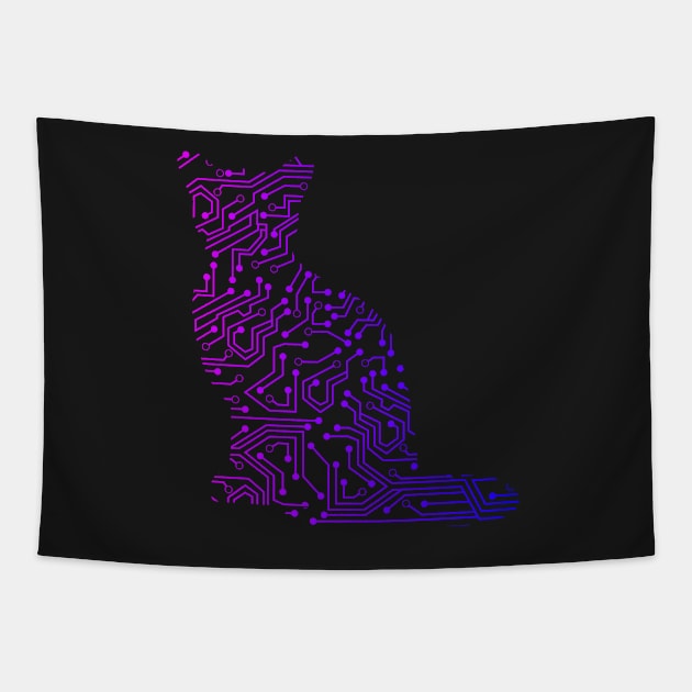 Circuit Cat Tapestry by AdiDsgn