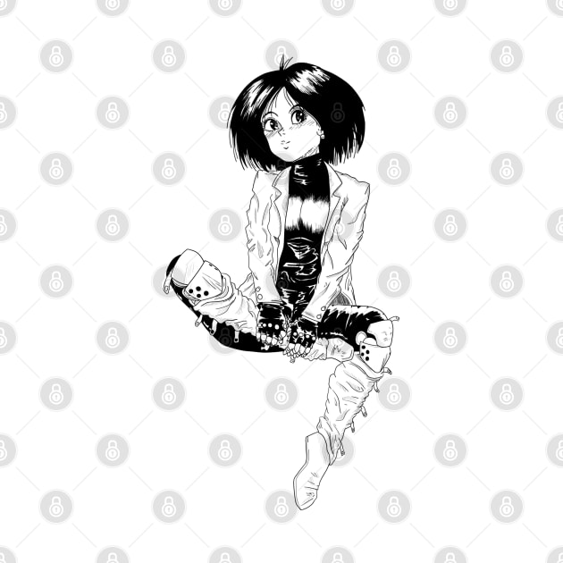 Alita Manga Sitting by RAWRstad