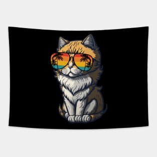 Cool Feline in Shades: Whiskered Purrfection for Cat Miaw Lovers Tapestry