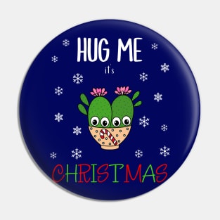 Hug Me It's Christmas - Cacti Couple In Christmas Candy Cane Bowl Pin