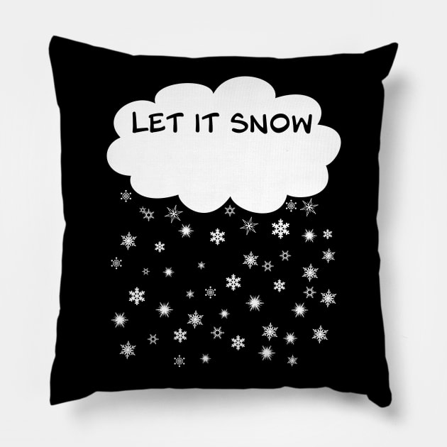 Let it Snow - White Cloud with falling snow crystals Pillow by DyrkWyst