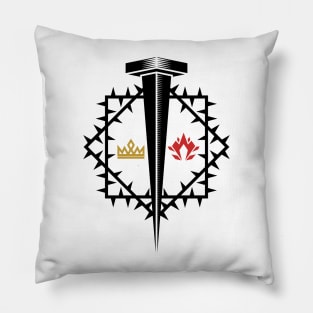 Christian illustration. Nail and crown of thorns. Pillow