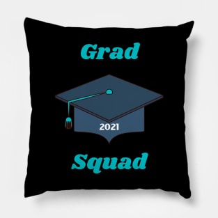 Grad Squad - Class of 2021 Graduation Gifts - Turquoise and Navy Cap and Tassel Pillow