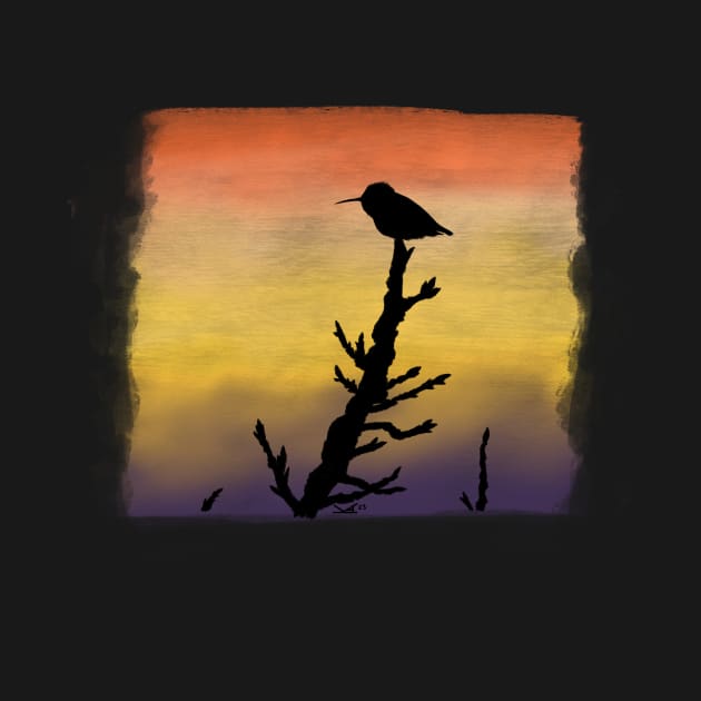 Hummingbird Silhouette Sunset by FernheartDesign