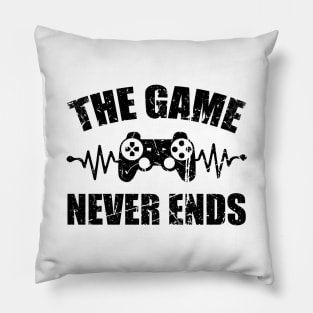 game never ends heartbeat controller gamer quote gaming Pillow